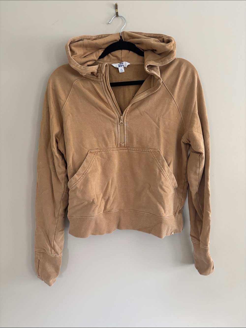 JoyLab Camel Half-Zip Hooded Pullover